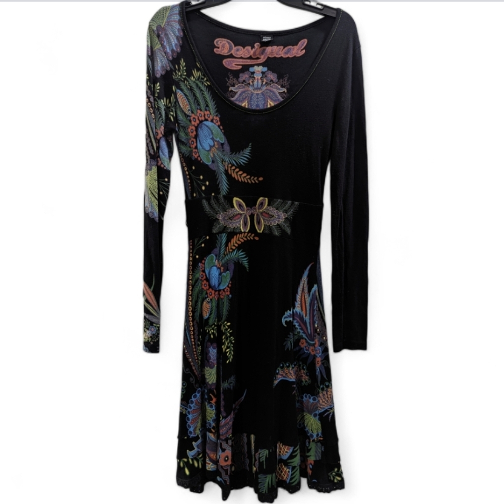 Desigual Multi Print Scoop Neck Fit & Flare Dress Vintage Y2k - Picture 5 of 12